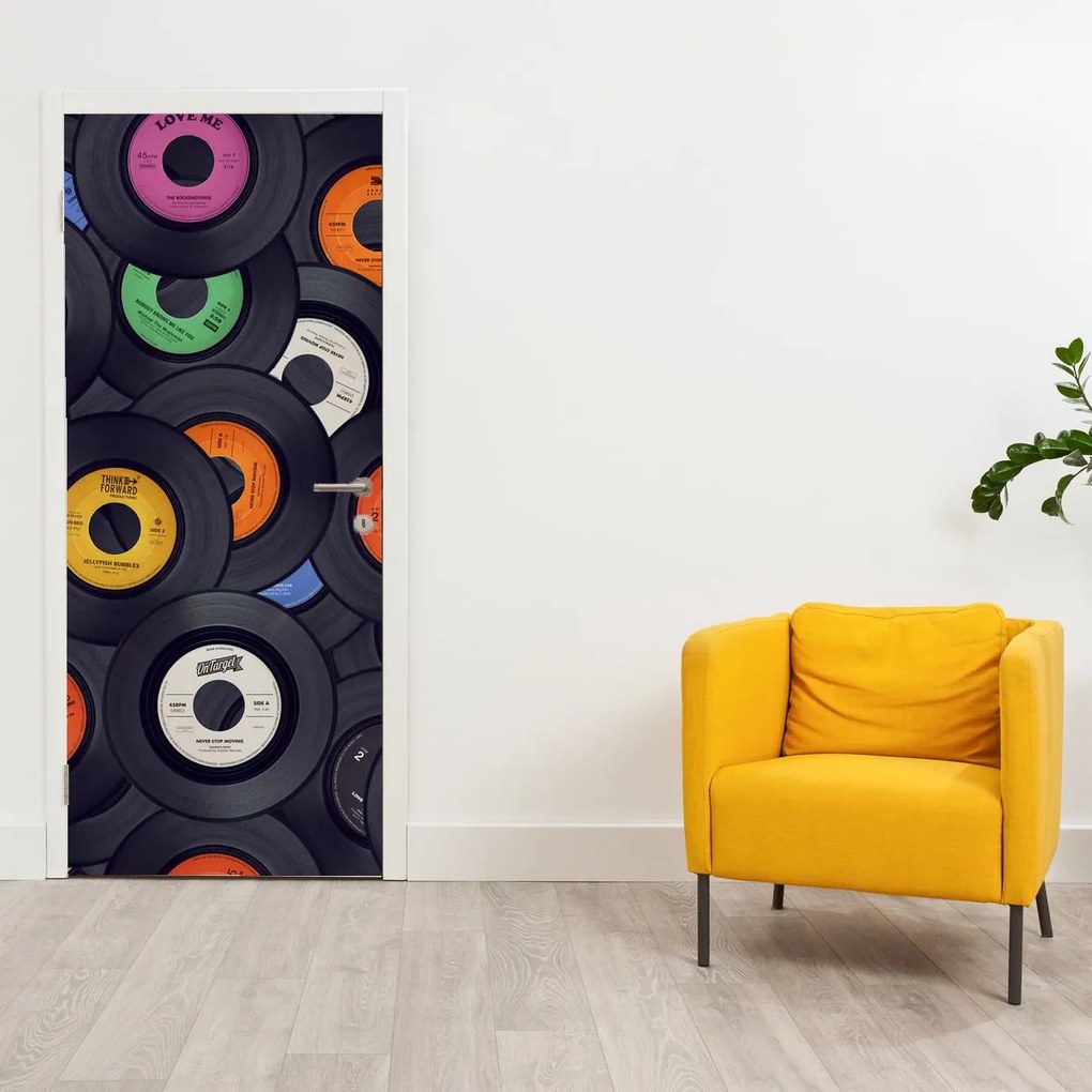 Fototapeta na dvere - Hudobné gramofónové dosky (95x205cm)