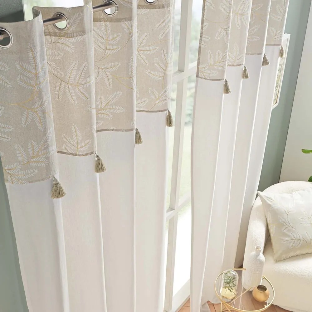 Biely/béžový záves s prímesou bavlny 140x240 cm Altea – douceur d'intérieur