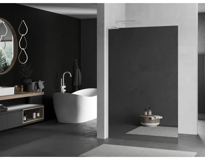 Mexen Kioto L, sprchová zástena Walk-In 90 x 200 cm, 8mm sklo vzor zrkadlo, biely profil, 800-090-103-20-50