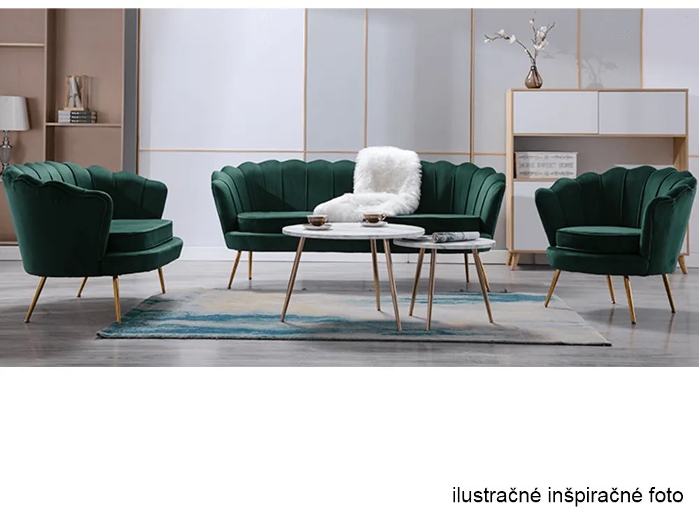 Lavica v štýle Art-deco, smaragdová Velvet látka/gold chróm-zlatý, NOBLIN