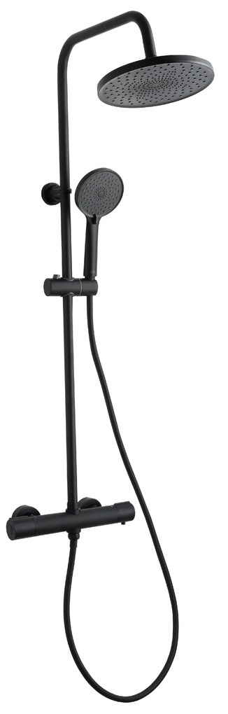 Invena Volos, sprchová sada s termostatickou batériou, čierna matná, INV-AU-37-T04-V
