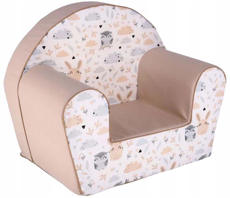 Detské kresielko MINI - Zvieracia partička - béžové