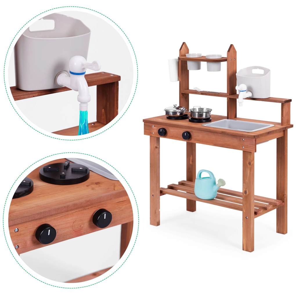 Vonkajšia kuchynka pre deti vyrobená z jedľového dreva, ECOTOYS