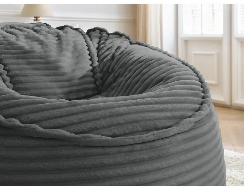 Tmavosivý menčestrový sedací vak Socrate – Bobochic Paris