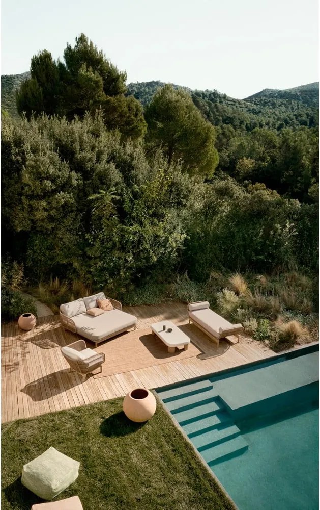 Záhradná pohovka z masívu akácie v prírodnej farbe Catalina – Kave Home