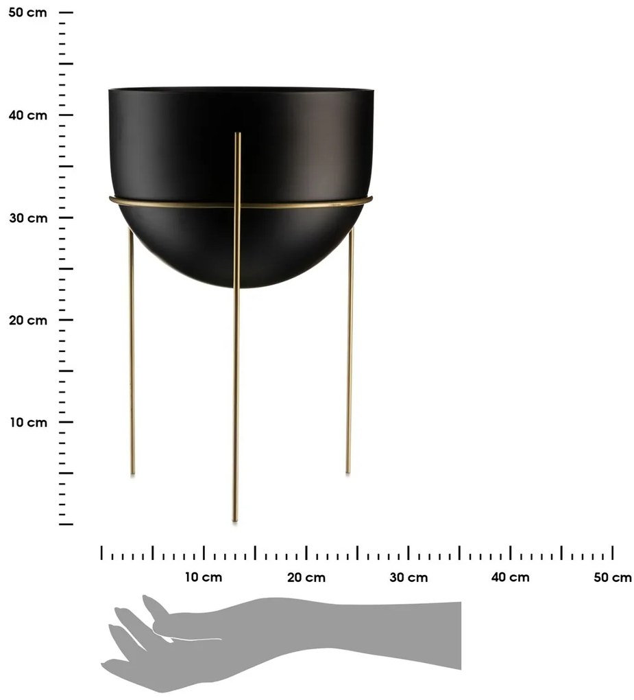 Květináč na stojanu LOFT I 43 cm černý/zlatý