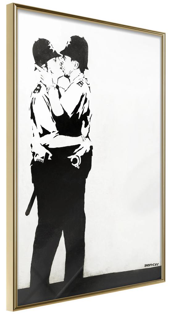 Artgeist Plagát - Policemen Kissing [Poster] Veľkosť: 20x30, Verzia: Čierny rám