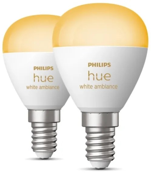 SADA 2x LED Stmievateľná žiarovka Philips Hue WHITE AMBIANCE P45 E14/5,1W/230V