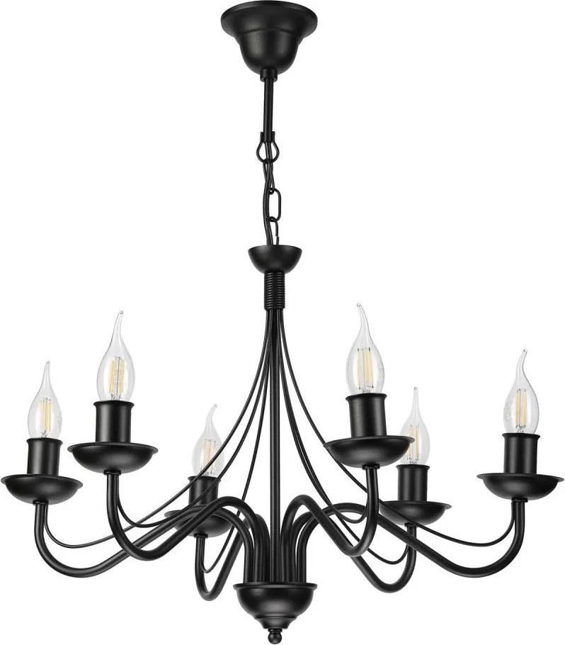 Luster na reťazi ANTON 6xE14/60W/230V čierny
