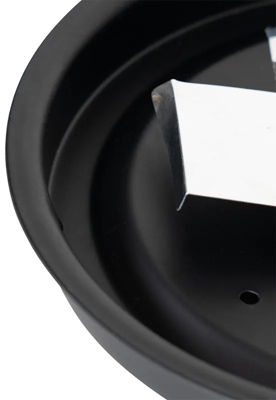 Klasické stropné svietidlo čierne s dymovým sklom 23 cm IP44 - Nohmi