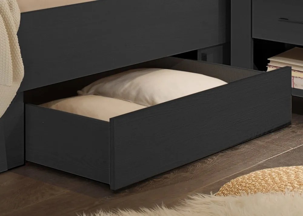 Posteľ s nočnými stolíkmi Locarno 180x200 cm, grafit/dub artisan