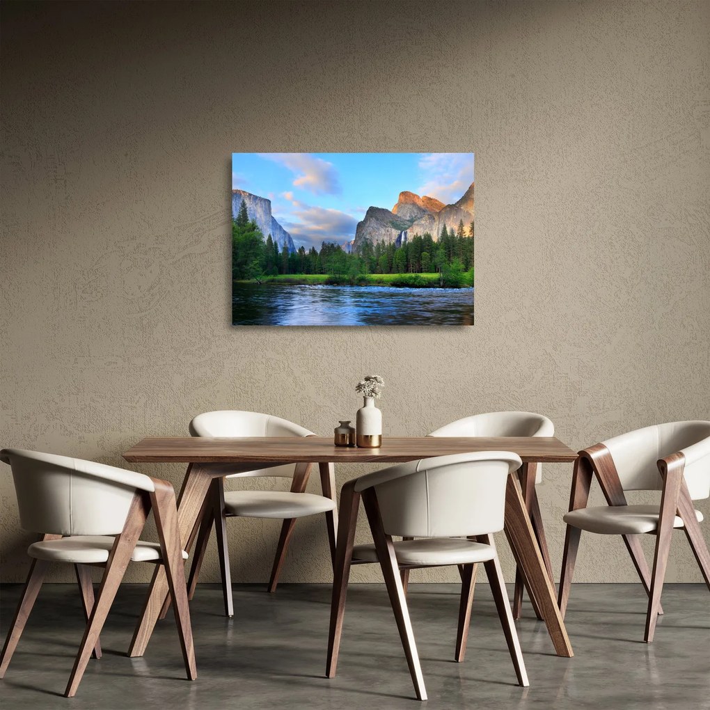 Sklenený obraz divokej horskej krajiny (70x50 cm)