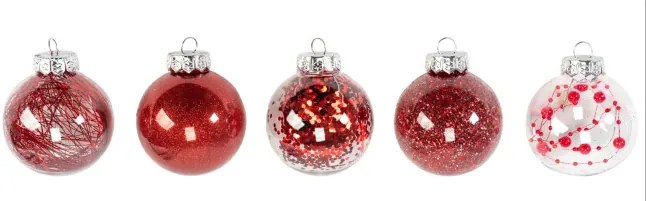 Vianočné guľky - červené SYSD1688-070 (30ks)
