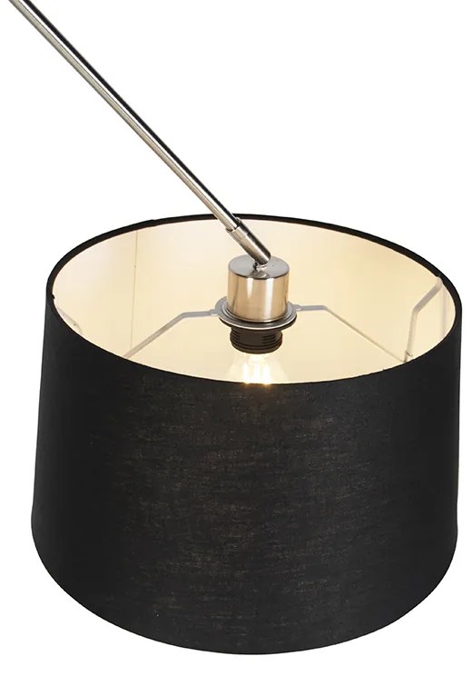 Osvetlenie na závesenie z ocele s čiernym ľanovým tienidlom 35 cm - Blitz