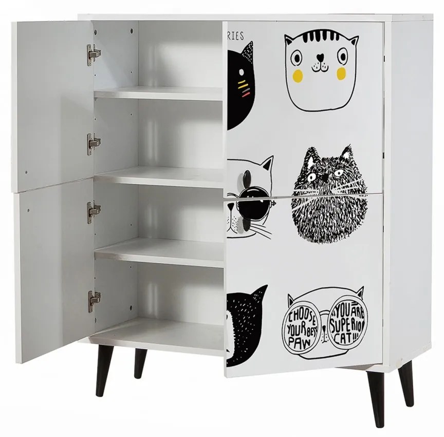 Detská komoda Cats 95 cm biela