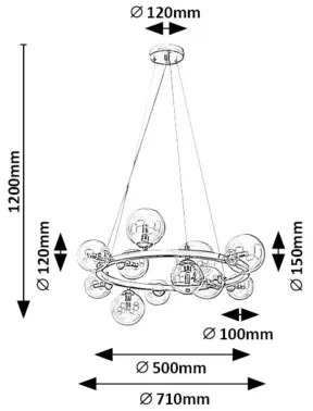 Rabalux 71300 - Luster na lanku ASLOV 11xG9/28W/230V