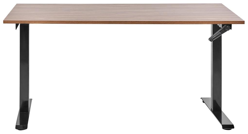 Manuálne nastaviteľný písací stôl 160 x 72 cm tmavé drevo/čierna DESTINES Beliani