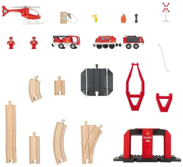 lupilu®  Drevená železničná súprava L (hasiči)  (100394949)