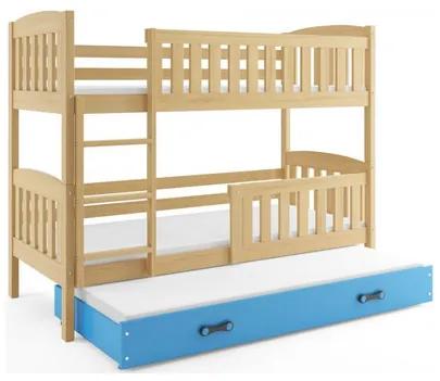 Detská poschodová posteľ KUBUS s výsuvnou posteľou 80x190 cm - borovica Modrá