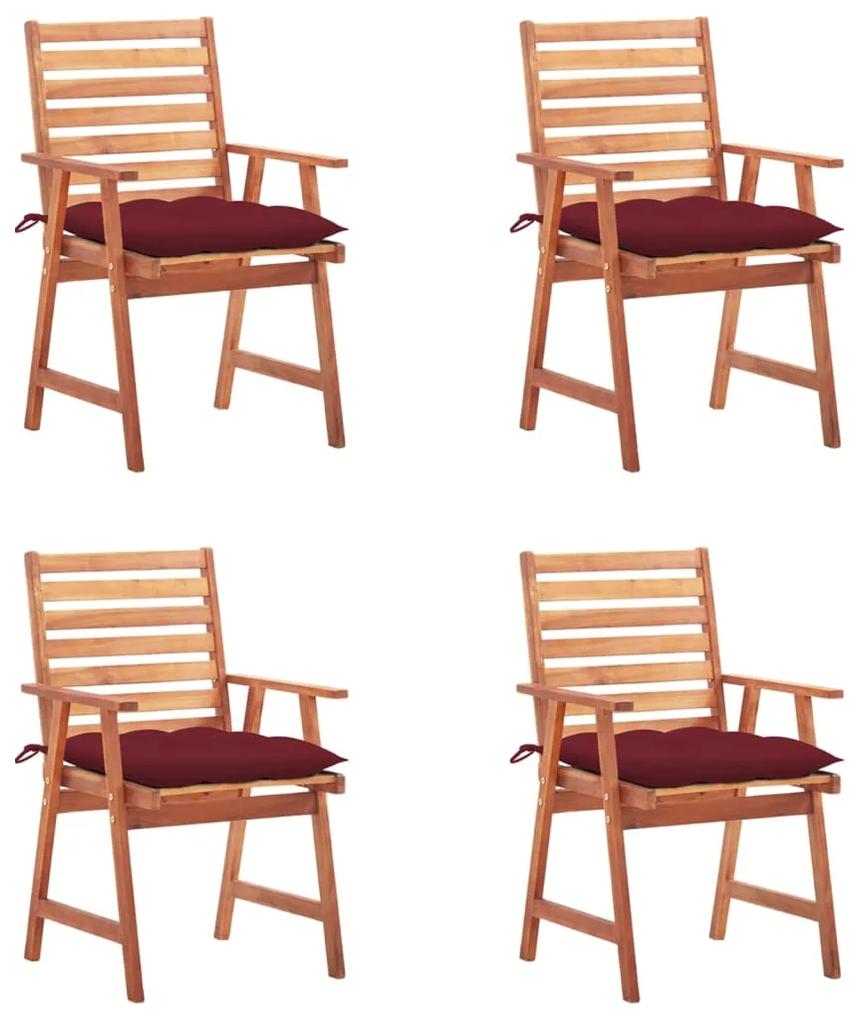 Vonkajšie jedálenské stoličky 4 ks s podložkami masívna akácia