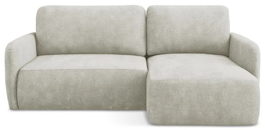 Krémová ženilková rozkladacia/s úložným priestorom rohová pohovka (pravý roh/s leňoškou) Lilo – Makamii