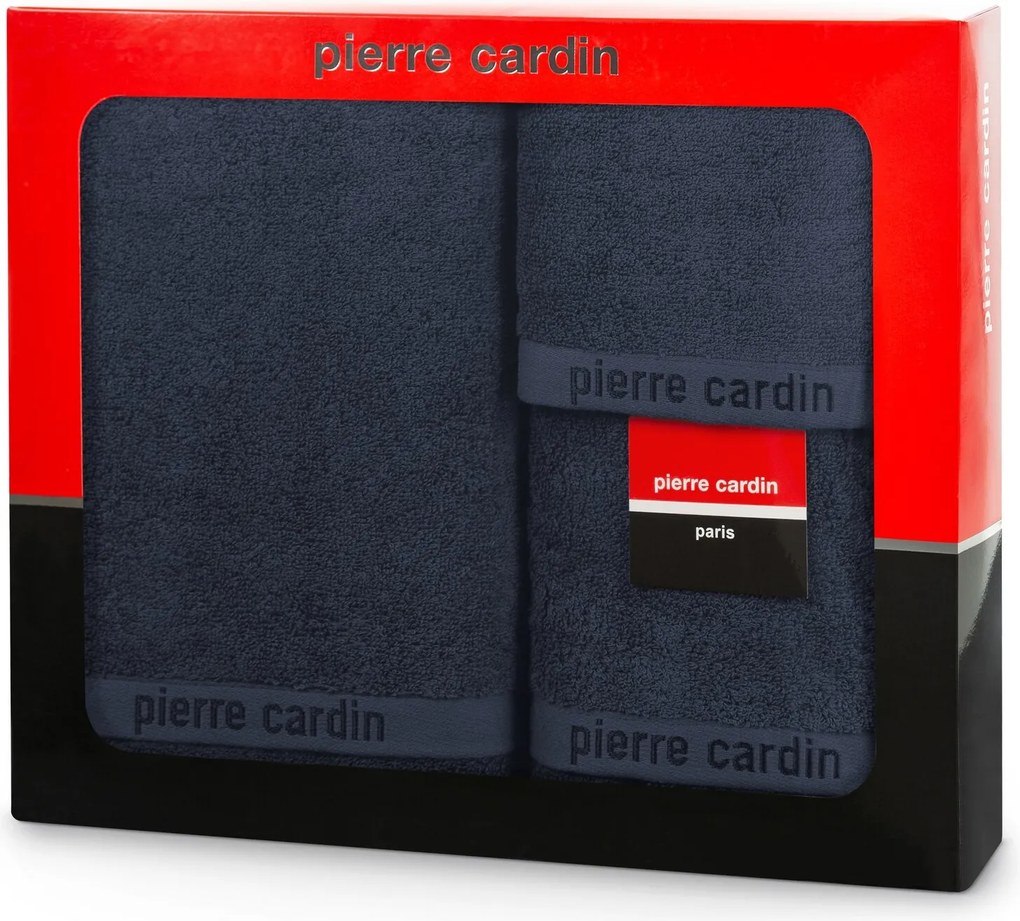 BAVLNENÝ UTERÁK PIERRE CARDIN EVI SADA 3KS 30X50 CM, 50X90 CM, 70X140 CM TMAVOMODRÁ