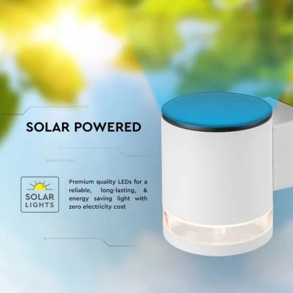 LED vonkajšie solárne nástenné svietidlo LED/1W/3,7V 3000K IP54 1200 mAh biela