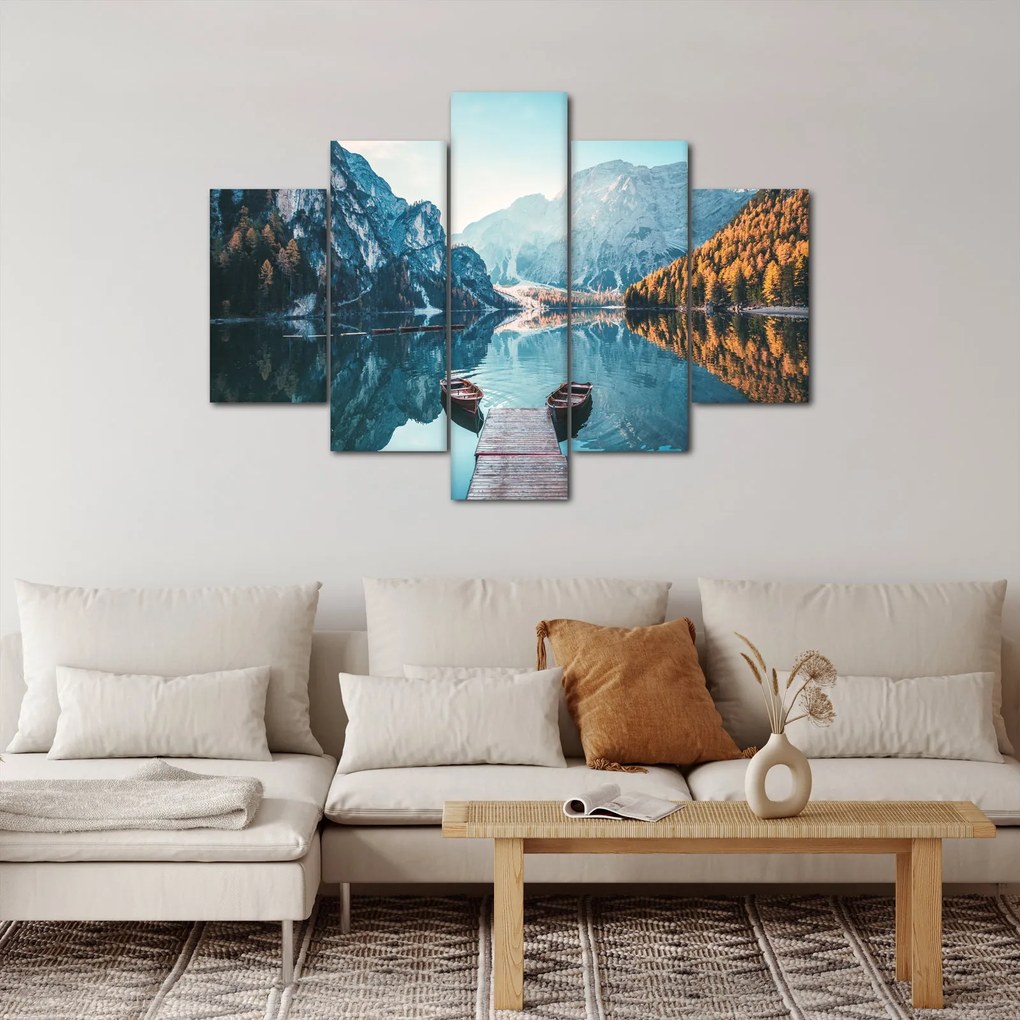 Obraz - Lode na jazere Braies (150x105 cm)