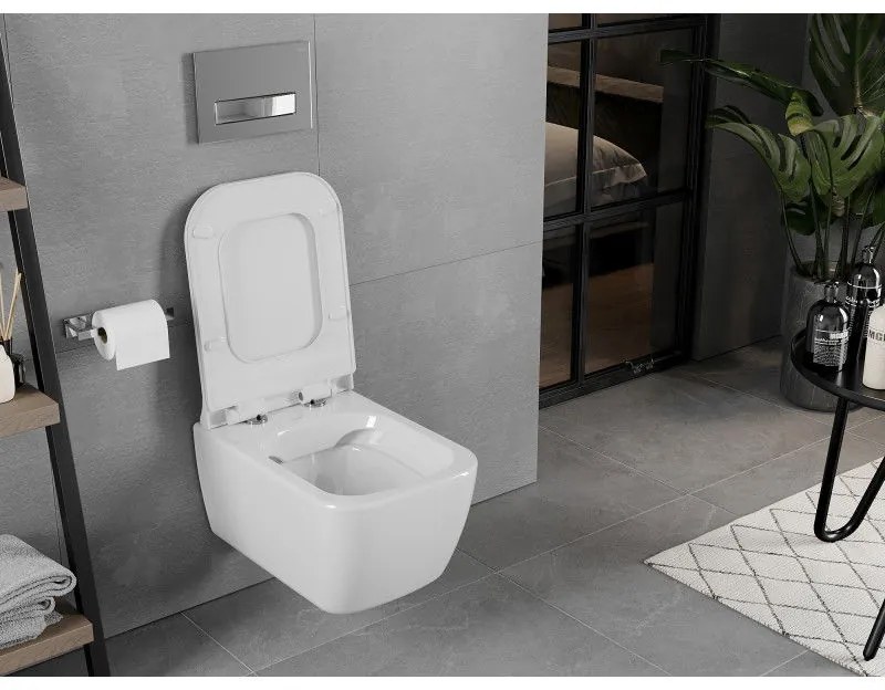 Mexen ELIS Rimless misa závesná so sedátkom voľne-padajúcim, 52 x 34,5 cm, biela, 30910700