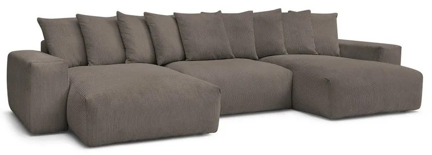 Sivo-hnedá menčestrová rohová pohovka Voltaire – Bobochic Paris