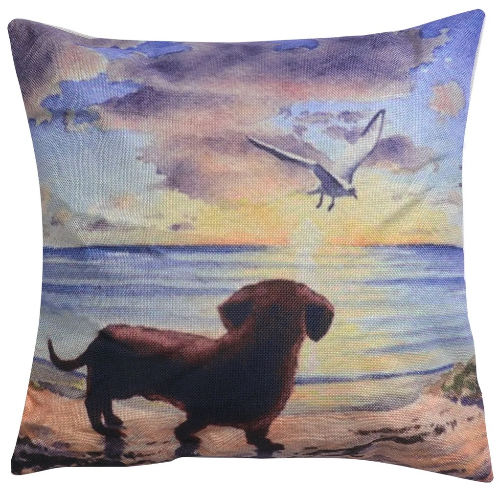 Dekoračný vankúš s motívom jezevčíka- 43 * 43 cm