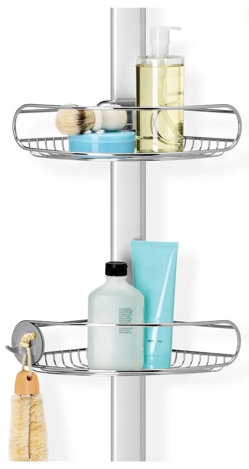 Sivá teleskopická kovová kúpeľňová polička - simplehuman