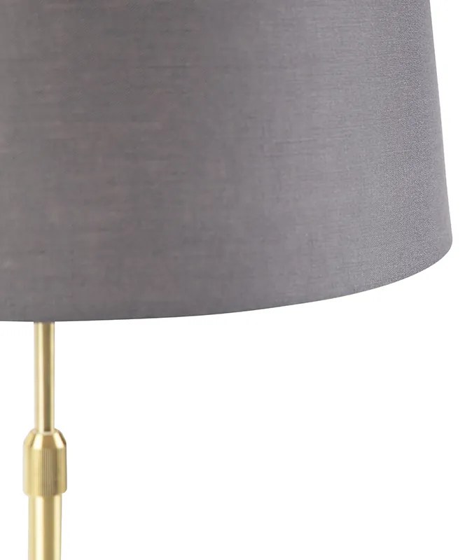 Stolná lampa zlatá/mosadzná s sivým ľanovým tienidlom 35 cm - Parte