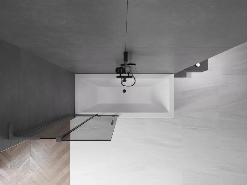 Mexen Velar L, 2-krídlová posuvná vaňová zástena 85 x 150 cm, 8mm šedé sklo, grafitová, 896-085-003-41-95