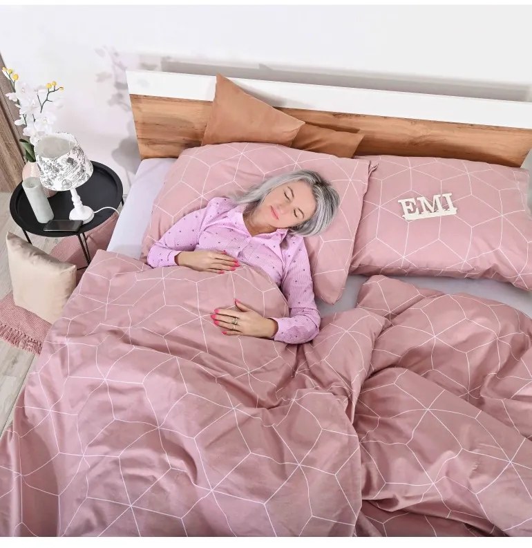 Flanelové obliečky Alya rosa EMI, Štandardný set jednolôžko obsahuje 1x 140x200 + 1x 70x90