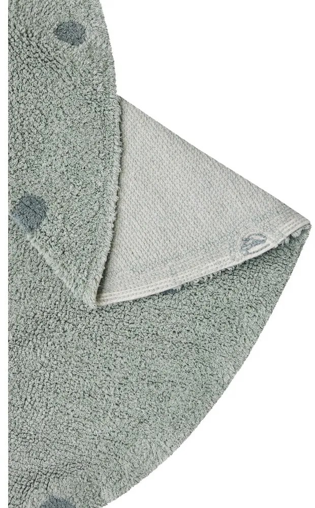 Svetlozelený prateľný ručne tkaný bavlnený detský koberec ø140 cm Round Dot Blue Sage – Lorena Canals