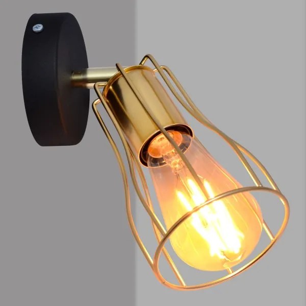 Nástenné bodové svietidlo TUBE 1xE27/15W/230V zlatá/čierna