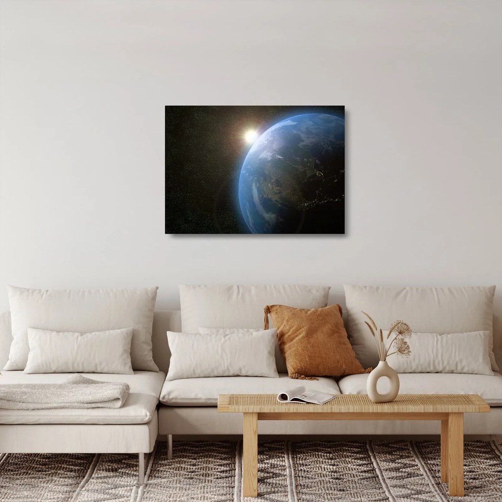 Sklenený obraz krajiny z vesmíru (70x50 cm)