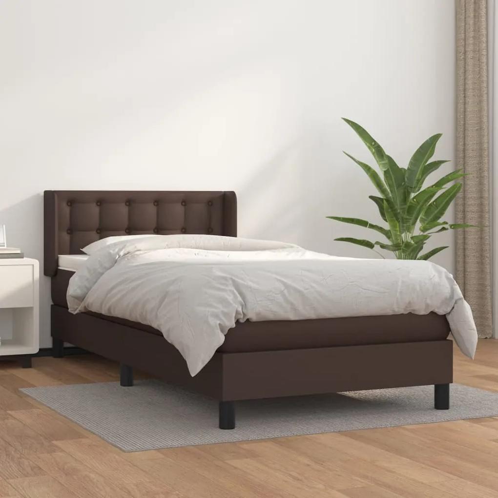 Boxspring posteľ s matracom hnedá 100x200 cm umelá koža 3130766