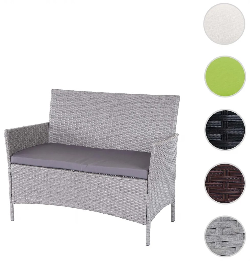 Polyratanová záhradná lavica Halden - melírovaná hnedá, vankúš krémová