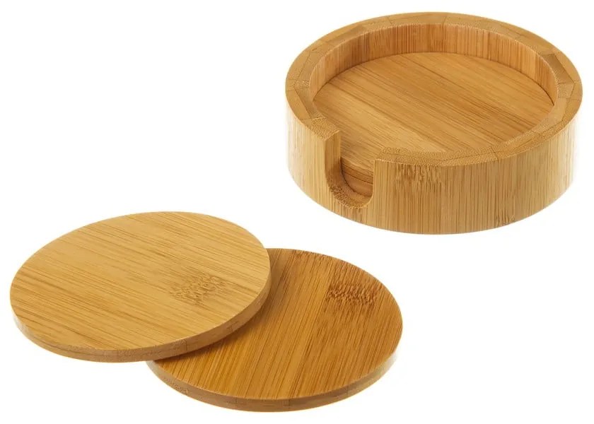 Hnedé bambusové tácky v súprave 4 ks so stojanom – Casa Selección