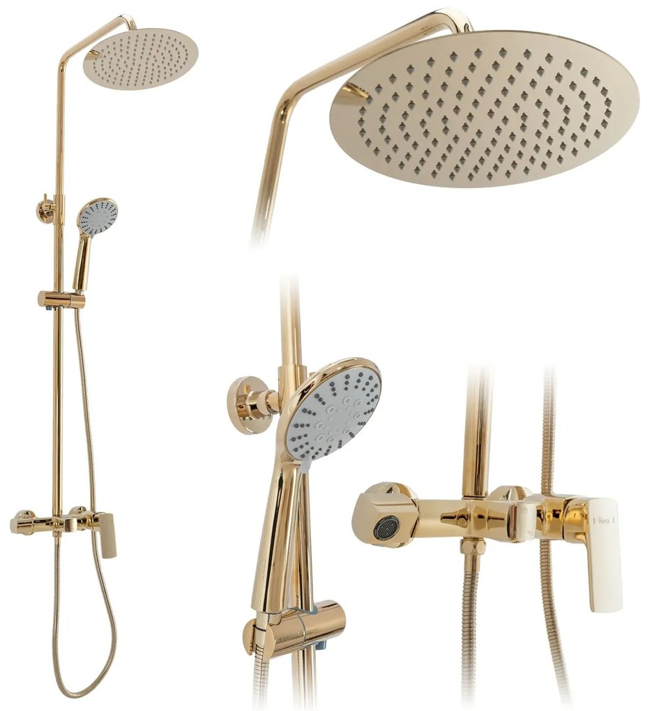 Rea Roger - sprchový set s dolným výtokom, zlatá, REA-P0692