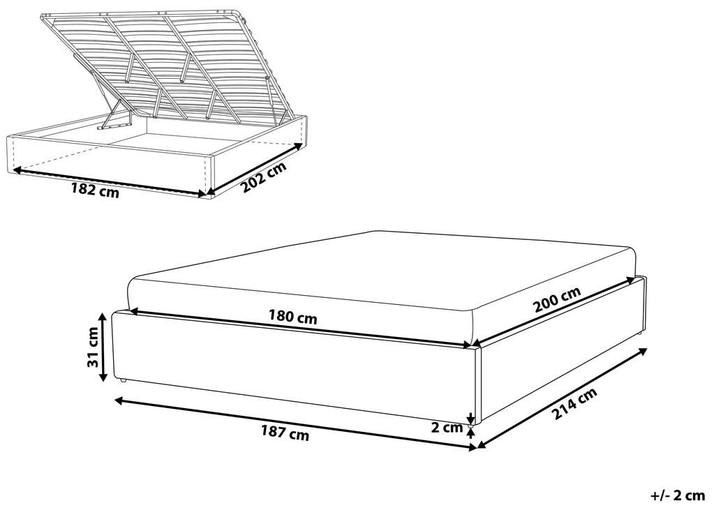 Čalúnená sivá posteľ s úložným priestorom 180 x 200 cm DINAN Beliani