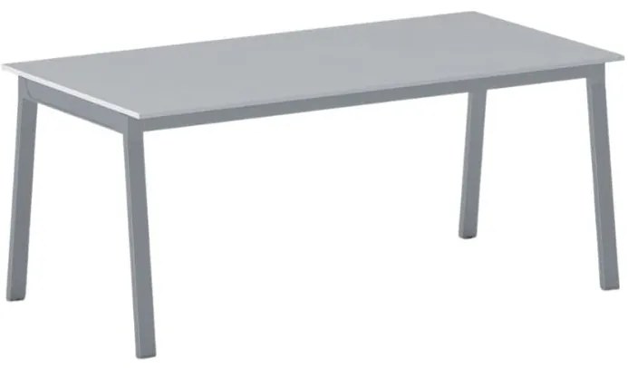 Rokovací kancelársky stôl PRIMO BASIC, 180x90 cm, sivostrieborná podnož, sivá