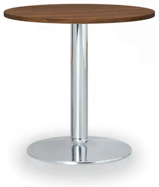 Konferenčný stolík ZEUS II, priemer 60 cm, chrómovaná podnož, orech