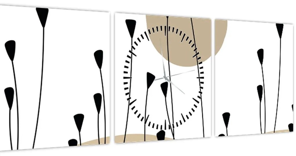 Obraz - Grafická lúka N⁰2 (s hodinami) (90x30 cm)