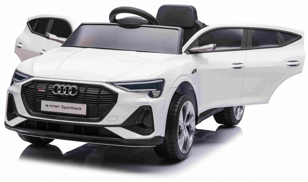 RAMIZ Elektrické autíčko - Audi E-Tron Sportback - biele - motor 4x25W - batéria 12V/7Ah -2024