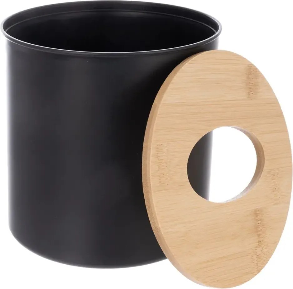 Orion Mini - odpadkový kôš, čierny kozmetický kôš s bambusom, BLACK