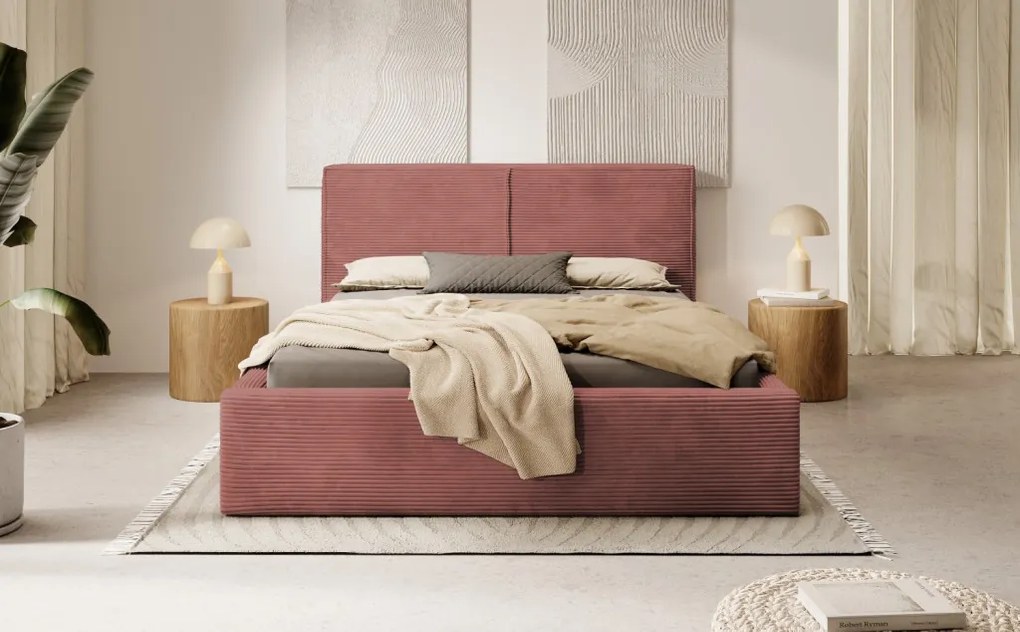 Posteľ Inez 180x200 cm, terracota štruktúrovaná látka