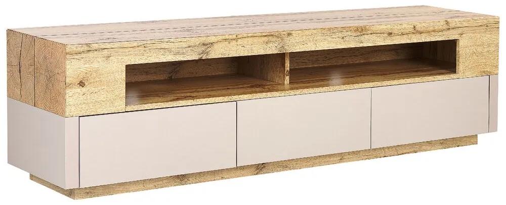 TV stolík svetlé drevo/béžová ANTONIO Beliani